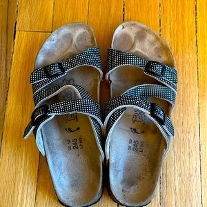 Birkenstock slip on sandals. Cute Polka dot  Size 38 (7). Hardly worn. See sole.
